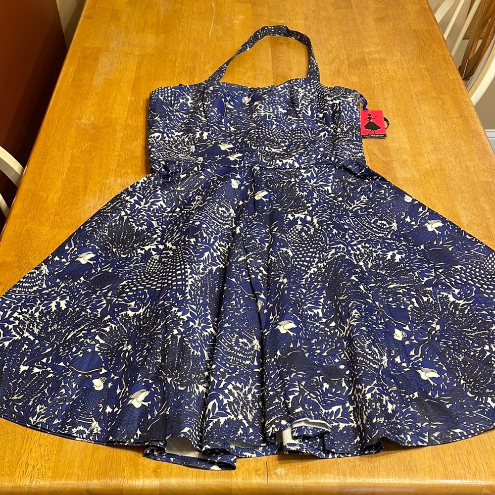 Ladies blue and white vintage dress